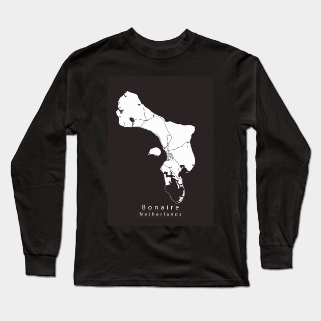 Bonaire Netherlands Island map Long Sleeve T-Shirt by Robin-Niemczyk